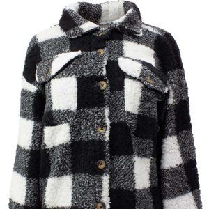 NWT - SHACKET - Plaid Printed Button Down Lightweight- Black - M